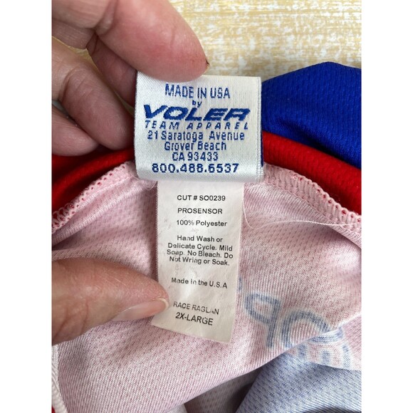 Voler Java Shack Coffee Red White & Blue Cycling Jersey Grover Beach CA Size 2XL - Picture 5 of 9